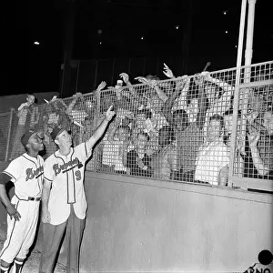 Hank Aaron Prints: Hank Aaron and Joe Adcock Near the Sidelines