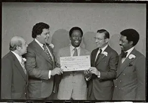 Hank Aaron with Politicians Posing for Camera