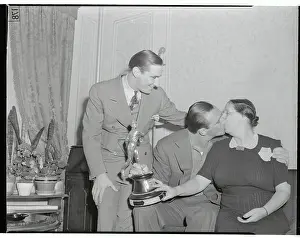 Hank Greenberg Giving His Mother a Kiss