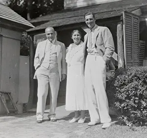 Hank Greenberg and Parents Standing Outside House