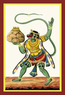 Herbs Prints: Hanumān depicted in pratyalidha