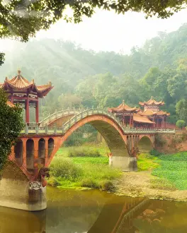 East Asia Prints: Haoshang bridge in Leshan giant buddha site ( Sichuan; China )