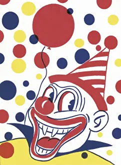 Illustration An Prints: Happy Clown with a Balloon
