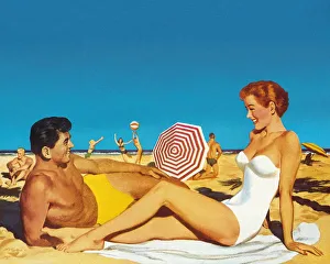 Images Dated 22nd January 2015: Happy Couple on a Beach