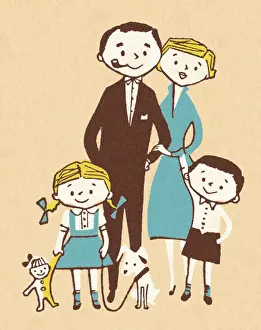 Brown Background Prints: Happy Family