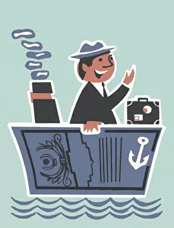 Investment Prints: Happy Man in a Boat