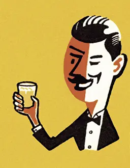 Highball Glass Prints: Happy Man Drinking