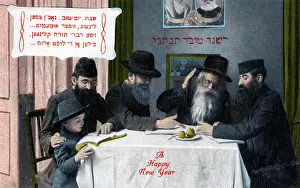 Jewish Prints: Happy New Year - Chassids
