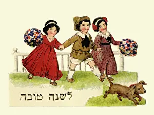 Jewish Prints: Happy New Year Girls and Boy