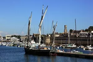 Historic Center Collection: At the harbour of Concarneau, part of the city wall of the Ville close, Brittany, France