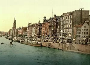 Port Collection: Harbour, Dovenfleet, Hamburg, Germany, Historic, digitally restored reproduction of a photochrome