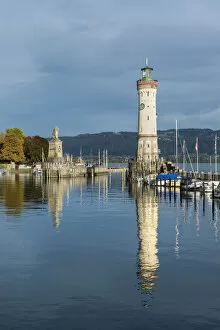 Harbour of Lindau with a lighthouse, Lake Constance, Lake Constance, Lindau - Bodensee, Swabia, Bavaria, Germany