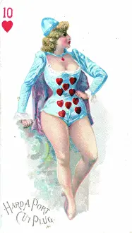 Time Captured: Vintage Art: Hard a Port Cut Plug Playing Card, Six of Hearts, 1890s