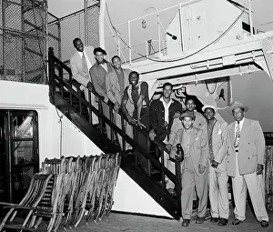 Basketball Team Prints: Harlem Globetrotters on Mauretania Ocean Liner