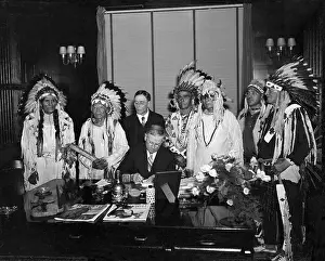 Harold Ickes Signs the Flathead Indian Constitution