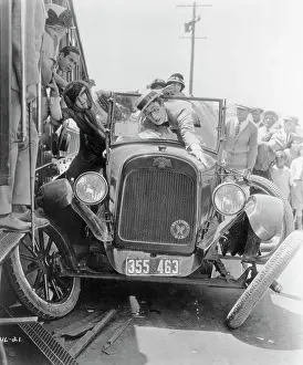 Accident Prints: Harold Lloyd In Auto Accident In Movie