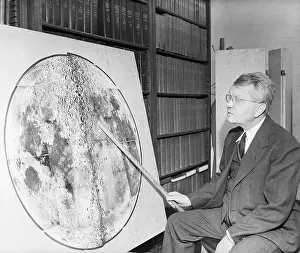 Urey Prints: Harold Urey with Map of Moon
