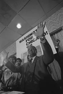Candidate Prints: Harold Washington at his Election Headquarters