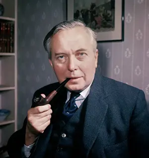Harold Wilson Smoking a Pipe