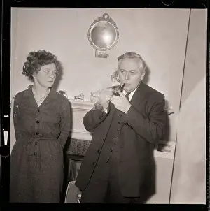 Parliament Prints: Harold Wilson Smoking a Pipe with Wife
