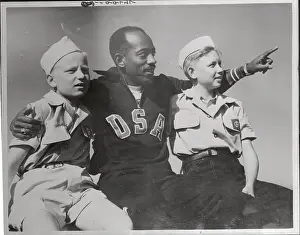 Helsinki Prints: Harrison Dillard Posing with Finnish Boys