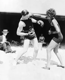 Harry Greb and Woman Box On The Beach