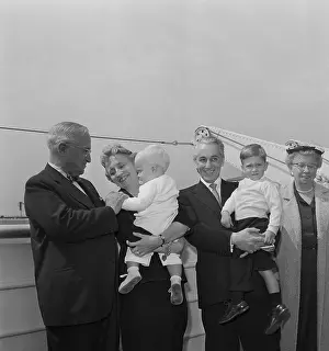Clifton Truman Daniel Prints: Harry S. Truman and Family Members Posing on Ship Deck