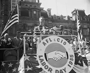Harry S. Truman in Rear of Governor G. Mennen at Podium