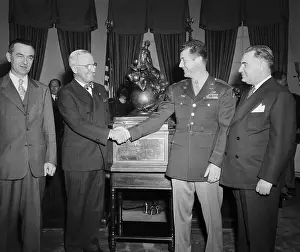Harry Truman with Charles Yeager John Stack and Lawrence Bell