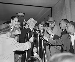 Harry Truman Surrounded by Reporters