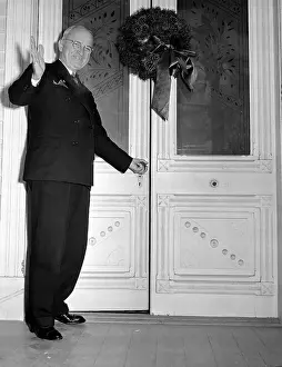 Harry Truman Waving While Entering House