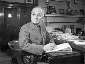 Turning Prints: Harrys Truman Seated At Desk/Senator