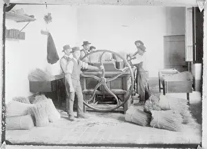 Livorno Prints: Hat Makers Operating Machinery to Process Straw