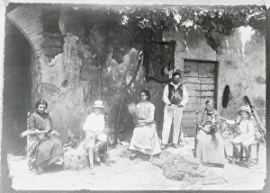 Livorno Prints: Hat Makers Sitting Outside in Front of Building