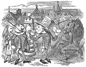 The Hatter Drinking Tea and Watching The Lion and the Unicorn Fight in Through the Looking-Glass
