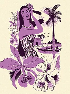 Tropics Gallery: Hawaiian Woman and Flowers