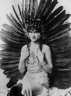 Hazel Forbes of Ziegfeld Follies Wearing Feathered Headdress