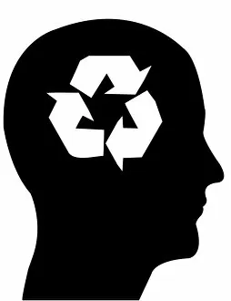 Images Dated 21st April 2010: Head in profile with recycling symbol, illustration