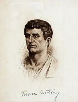 Marcus Antonius Prints: Head/Shoulders Drawing Of Marc Anthony