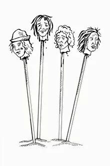 Images Dated 7th February 2007: Four heads on pikes at Traitors Gate, Tower of London