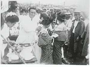 Tokyo Prints: Health Officials Giving Injections to Citizens