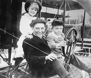 Hearst Children Posing with Aviator Art Smith