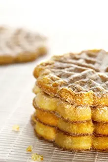 Sweetly Prints: Heart-shaped waffles with powdered sugar