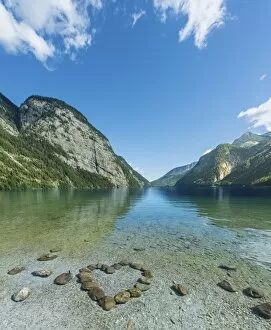 Images Dated 17th August 2014: Heart of stones in water, view over Lake Konigssee, Berchtesgaden National Park