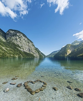 Images Dated 17th August 2014: Heart of stones in water, view over Lake Konigssee, Berchtesgaden National Park