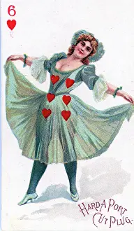Time Captured: Vintage Art: Ten of Hearts Playing Card, Hard A Port Cut Plug Tobacco Card, 1890s