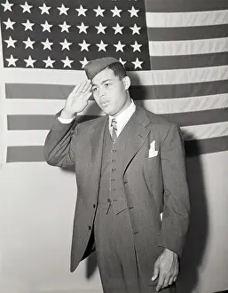Saluting Prints: Heavyweight Boxing Champion Joe Louis Saluting the Flag