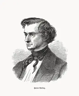 Hector Berlioz (1803-1869), French Romantic composer, wood engraving, published 1893