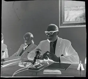 Heinrich Von Brentano Sitting at Conference Table