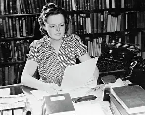Typewriter Prints: Helen Hiett Working At Her Desk